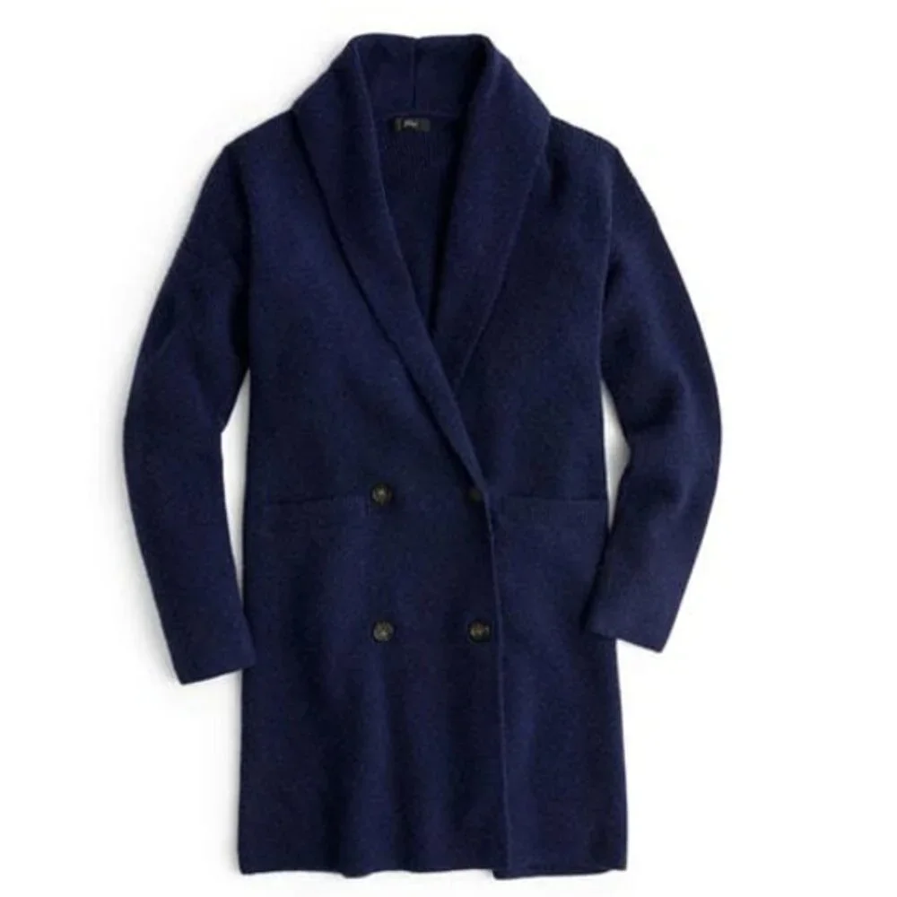 J. Crew Double-Breasted Cardigan Coat (Navy) XXS